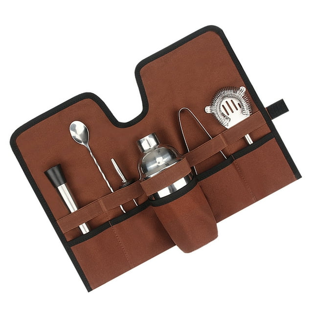 Bartender Kit Bag, Canvas Folding Roll Strap Cocktail Set Carry Bag Portable Professional Bar Kit Bag for Bar Bartending, Parties, Camping Trips
