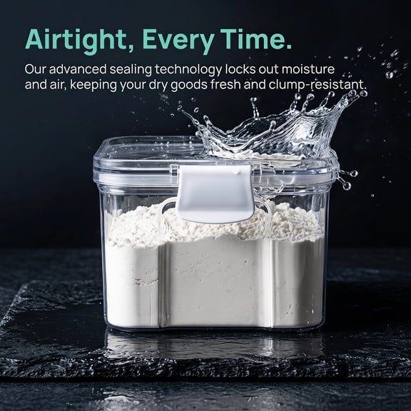 ZHANGLU Airtight Food Storage Containers with Lids, Clear Flour Sugar Storage Canisters for Kitchen Organization, Keep Dry Goods Fresh, 4.72in x 4.13in x 2.76in