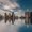 Detroit Skyline Reflection, variant on Elephant Stock Detroit Skyline Reflection Wall Art - Horizontal Canvas Wall Art - Living Room Wall Decor - Places Canvas - Teal And White Decor - 12" x 8"