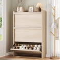 thumbnail image 3 of Moderno shoe gabinete con 3 flip cajones 3 niveles adjustable estantes hidden freestanding shoe rack para entrada hallway y sala de estar (natural), 3 of 5
