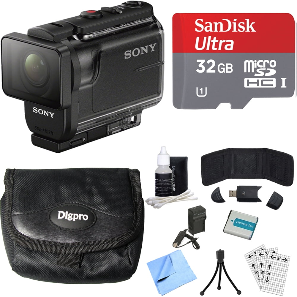 Mælkehvid infrastruktur Uforudsete omstændigheder Sony HDR-AS50/B Full HD Action Cam Bundle with 32GB micro SDHC Class 10  UHS-1 Memory Card, Point and Shoot Field Bag Camera Case and Accessories (8  Items) - Walmart.com