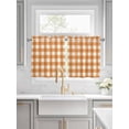 thumbnail image 2 of Half Window Curtains 24 Inches Long, Orange Plaid Window Treatment Curtain Drapes, Gradient Geometric Buffalo White Checkered Short Curtains Tiers for Kitchen Over Sink, 27.5"x24", 2 Panels, 2 of 7