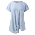 thumbnail image 7 of OSOLU Women Casual Loose Solid Color Crew Neck Mesh Knitted Jacquard Bat T-Shirt Short Sleeve Tee Tops Lovely Dailywear, 7 of 7