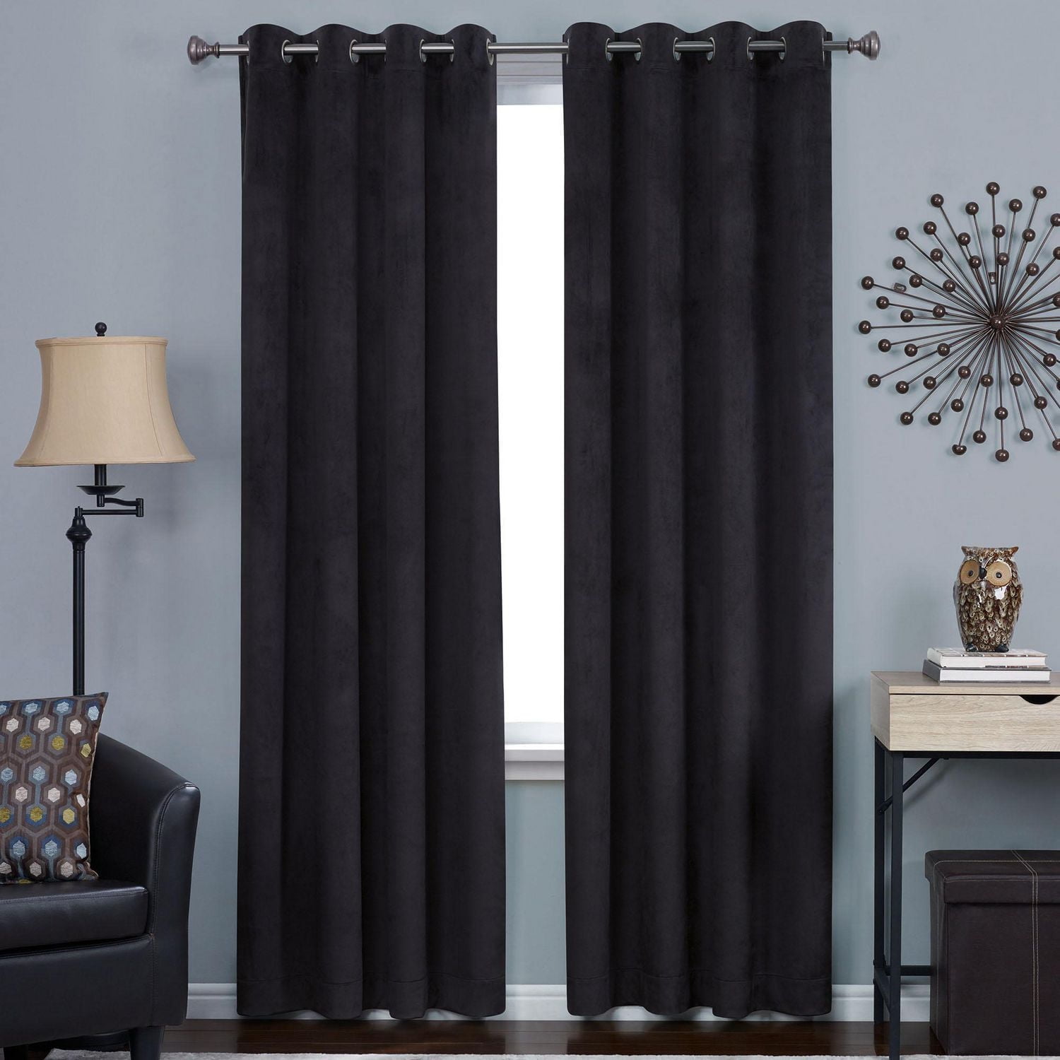 Hometrends Velvet 84" Grommet Blackout Window Panel, 1 panel, 50" x 84"