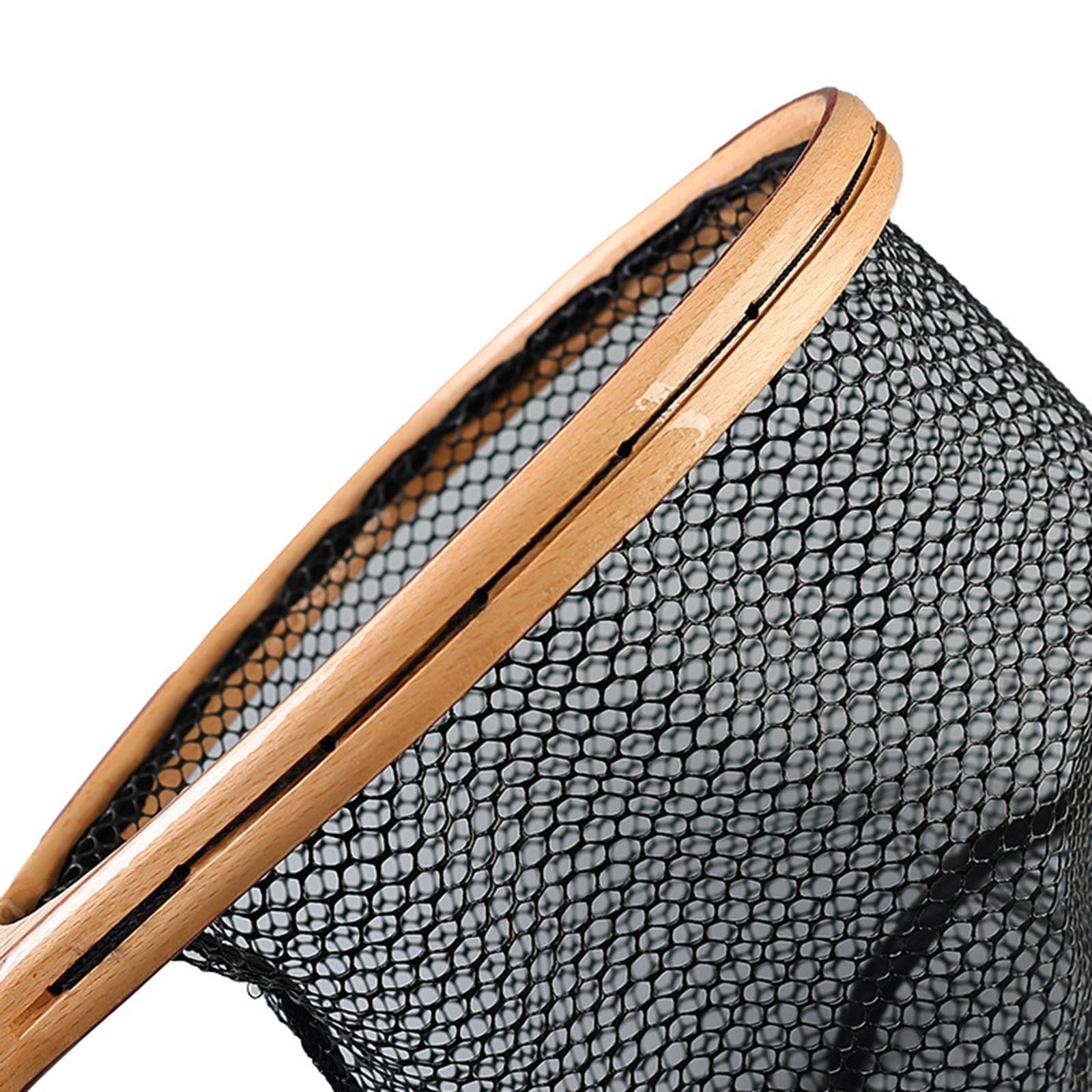 Fishing Landing Net Wood Rubber Coated Fly Fishing Net for Trout Stream Collapsible Micro Mesh Design with Durable Copper Fittings