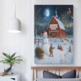 thumbnail image 5 of Cute Snowman Winter Holiday Canvas Picture 20x30inch Canvas Prints Whimsical Winter Scene of An Old Red Barn with Snowman Wall Art for Living Room for Office Kitchen Living Room Decor Unframed, 5 of 8