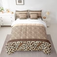 thumbnail image 2 of Leopard Print Full Bedding Sets, Brown Zebra Print Splicing Kids Comforter Set, Rustic Animal Safari (Comforter+Flat Sheet+Fitted+2 Pillowcases+2 Throw Pillow Covers) 7 Pieces Bed Set, 2 of 5
