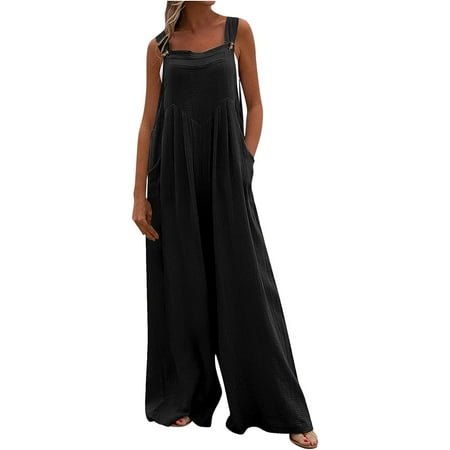 

OSLEI Plus Size Jumpsuits for Women Rompers & Overalls Womens Casual Sleeveless Jumpsuits Spaghetti Strap Loose Romper