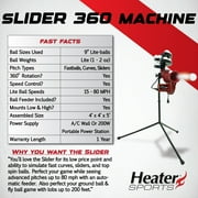 Heater Sports Slider Lite 360 Baseball Pitching Machine with Automatic Ball Feeder - Accurate 360-Degree Delivery, Durable and Portable Training Tool for All Ages