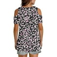 thumbnail image 6 of Olyvenn Women's Short Sleeve Shirts Floral Print Cold Shoulder Tops Basic Tees V Neck Blouse Fashion Summer Tshirts Multicolor XL, 6 of 6