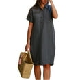 thumbnail image 2 of FASHIONWT Women Plus Size Shirt Dress Pocket Dress Button Casual Skirt, 2 of 4