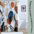 thumbnail image 5 of 72W by 72H Boho Mid Century Blue and Gold Shower Curtain Sets Modern Geometric Leaves Plant Neutral Minimalist Bathroom Curtain Decor with 12 Hooks Waterproof Fabric, 5 of 6