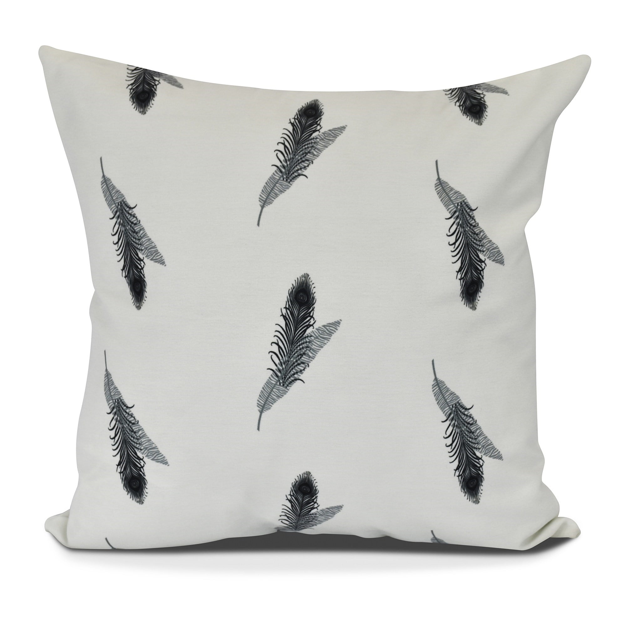 Feather Stripe Floral Print Pillow