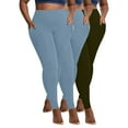 thumbnail image 2 of CFLVAEK Plus Size Women's Fleece Lined Leggings Pack of 3 Thermal Winter High Waist Yoga Pants with Pockets Quick Dry High Waist Workout Gym Fitness Legging （Blue+Blue+Army Green） XXXXL, 2 of 9