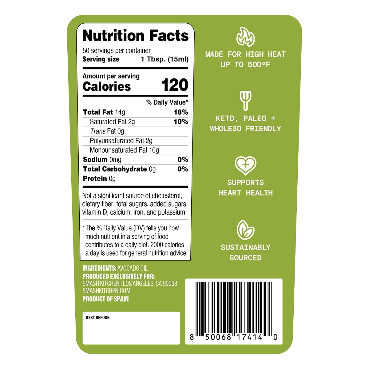 Smash Kitchen 100% Pure Avocado Oil, 25.4 fl oz