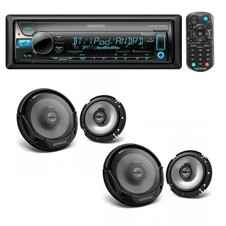 Car Stereo Speakers Kenwood Kenwood KDC-BT565U Single DIN Bluetooth In-Dash CD/AM/FM Car Stereo + (2X) Kenwood KFC-1665S 60W 6.5