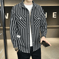thumbnail image 4 of Camisa y blusa de manga larga con bolsillo para hombre, blusa a rayas para hombre, talla XXL, ropa elegante de lujo original vintage asiática con mangas sociales, 4 of 5