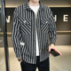 thumbnail image 4 of Camisa y blusa de manga larga con bolsillo para hombre, blusa a rayas para hombre, talla XXL, ropa elegante de lujo original vintage asiática con mangas sociales, 4 of 5