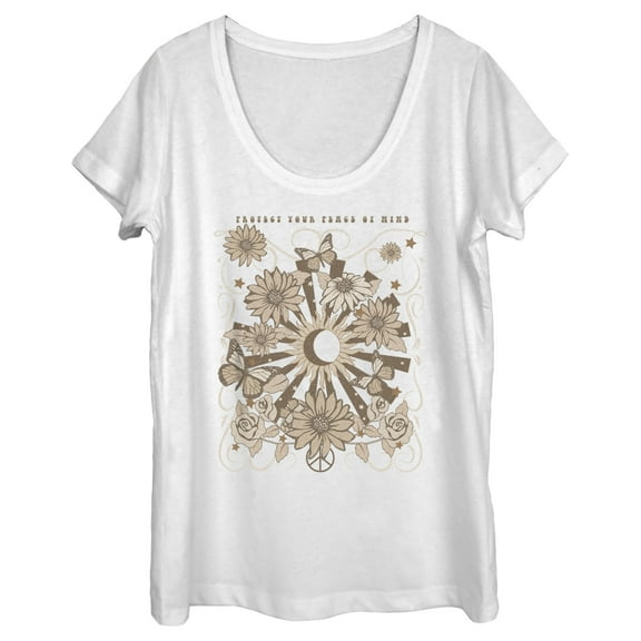 Women's Lost Gods Protect Your Peace of Mind  Scoop Neck White X Large