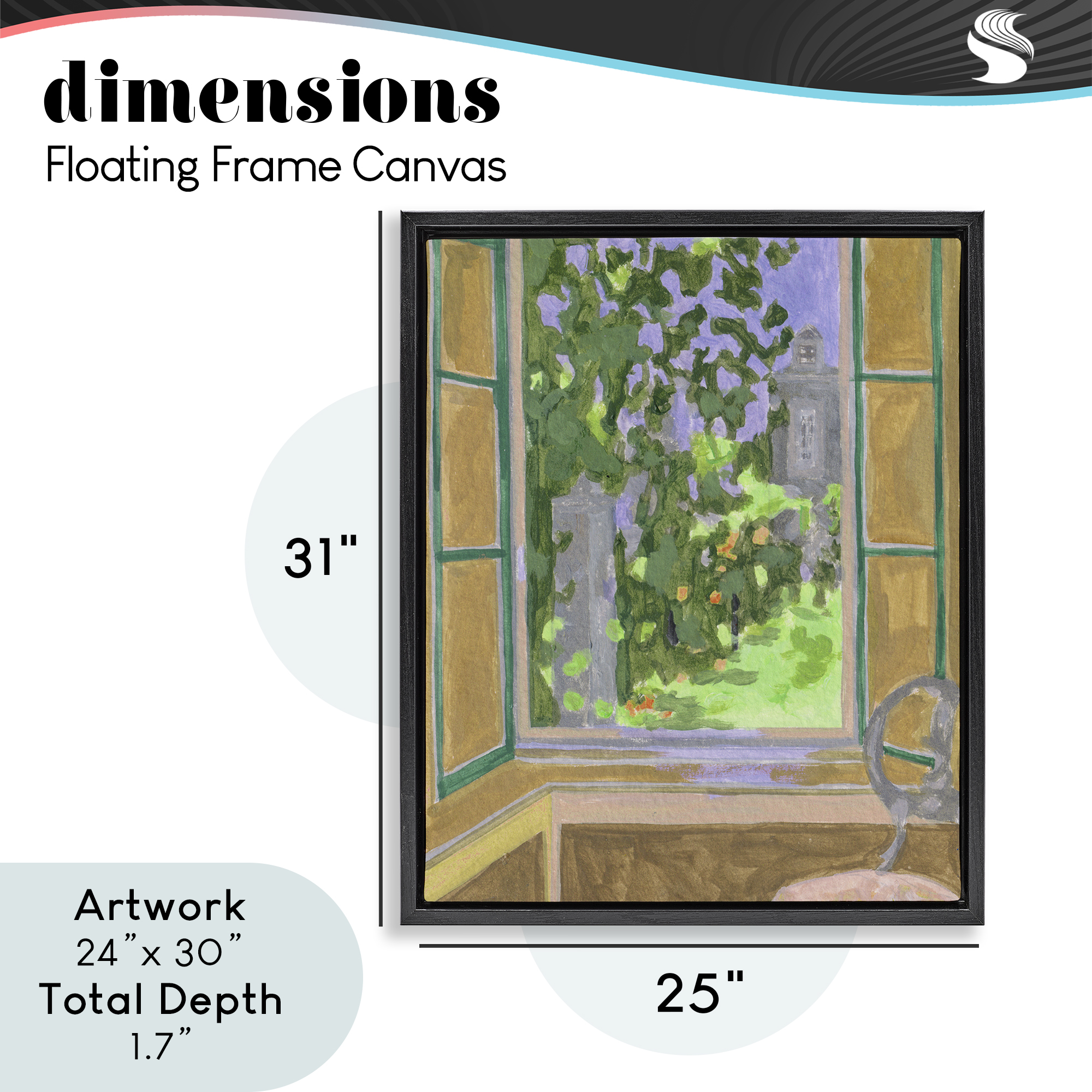 Seat For Spring Expression Black Framed Floater Canvas Wall Art, design by Melissa Wang