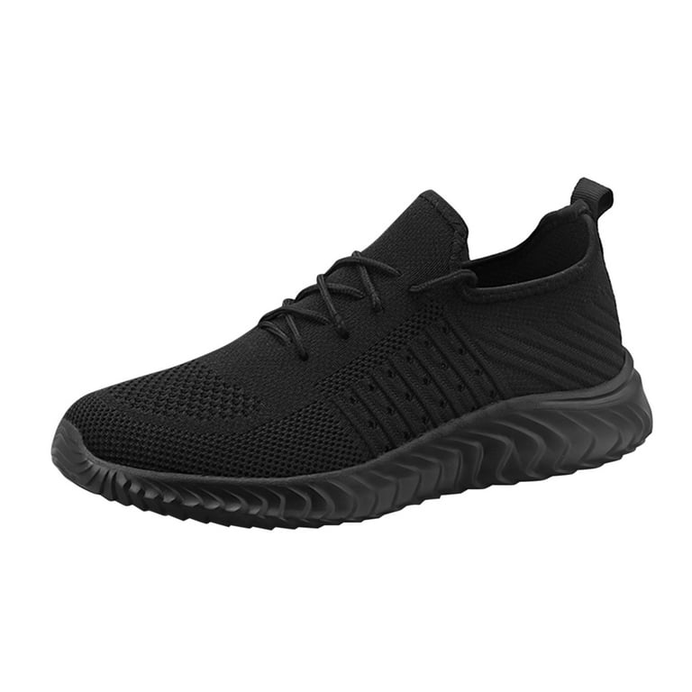 Sneakers Men Lace Mesh Soft Fashion Color Bottom Up Sport Shoes Casual  Breathable Solid Men's Sneakers Black 8.5 