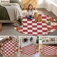 thumbnail image 6 of Area Rug 36in, Retro Japanese Flowers Floor Carpet Living Room Rug, Classic Red White Plaid Non-Slip Welcome Mat Indoor Rugs for Bedroom Dining Room, 6 of 9