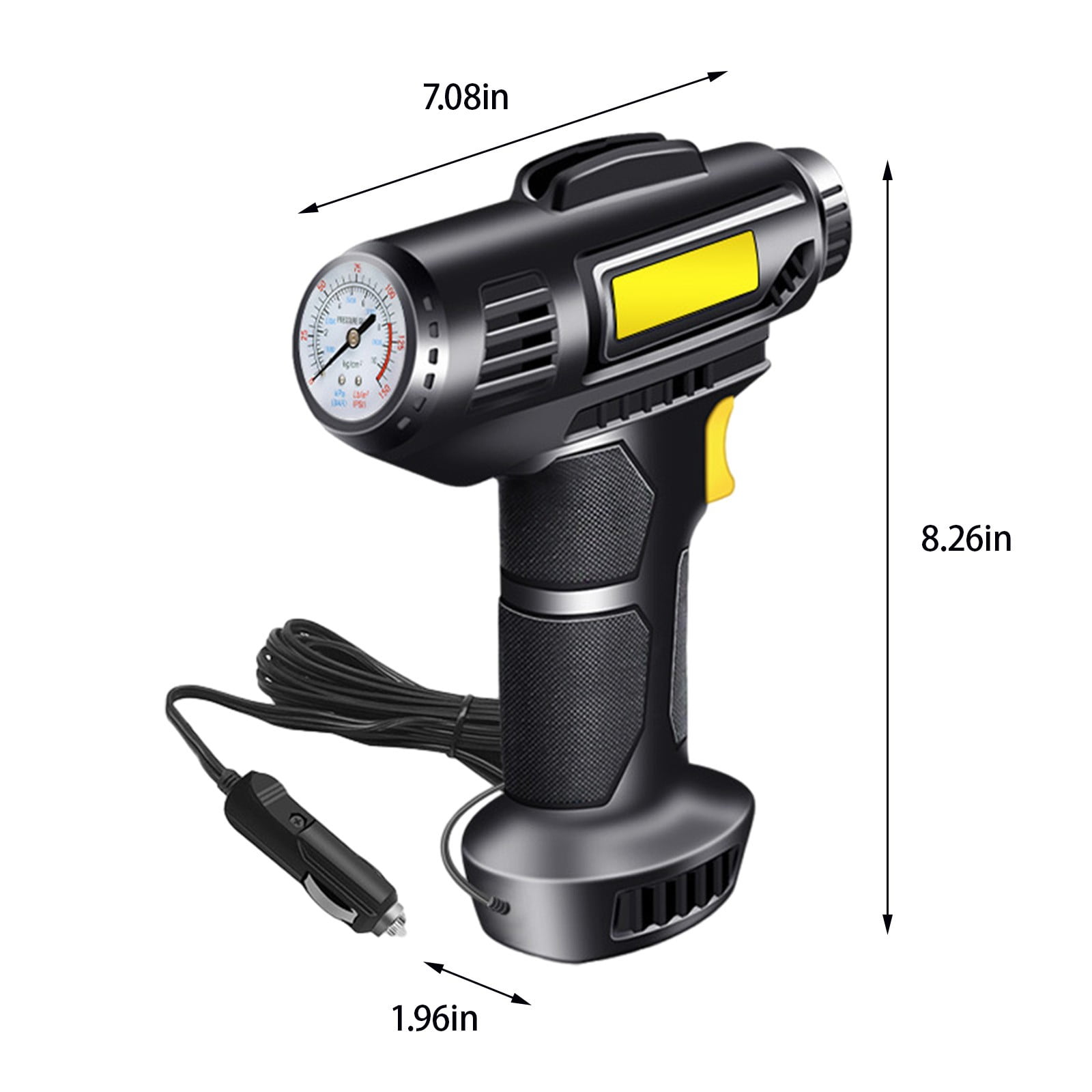 Bilqis Wired Pointer Car Inflator, Intelligent Car Pump, Portable AIr Compressor, Car Accessories, Tire Inflator, AIr Pump for Car Tires, Wired Pointer 12V Convenient Tyre Inflator