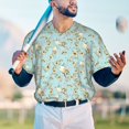 thumbnail image 5 of Zufioo Cute Honeybees Print Men's Baseball Short Sleeve, Moisture Wicking Button-Down Hip Hop Tee-4X-Large, 5 of 7