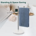 thumbnail image 3 of Hand Towel Holder, F-Shape Hand Towel Stand with Marble Base, Stainless Steel Swivel Hand Towel Rack Bar Standing for Bathroom Kitchen Countertop, 2 Arms (Chrome Finish), 3 of 4