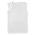 thumbnail image 4 of Fiaer Tank Tops for Women Scoop Neck Sleeveless Casual Solid Color Comfy Slim Fit Seamless Wide Strap Camisole Stretch Tops White XL, 4 of 5