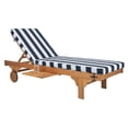 thumbnail image 4 of SAFAVIEH Newport Outdoor Patio Chaise Lounge Chair, Natural/Navy Striped, 4 of 10