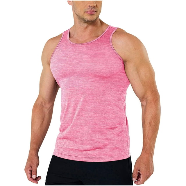 pstuiky Camisetas sin mangas para hombre, Camiseta deportiva informal de cuello redondo para hombre, de moda, color sólido Chaleco para hombre s