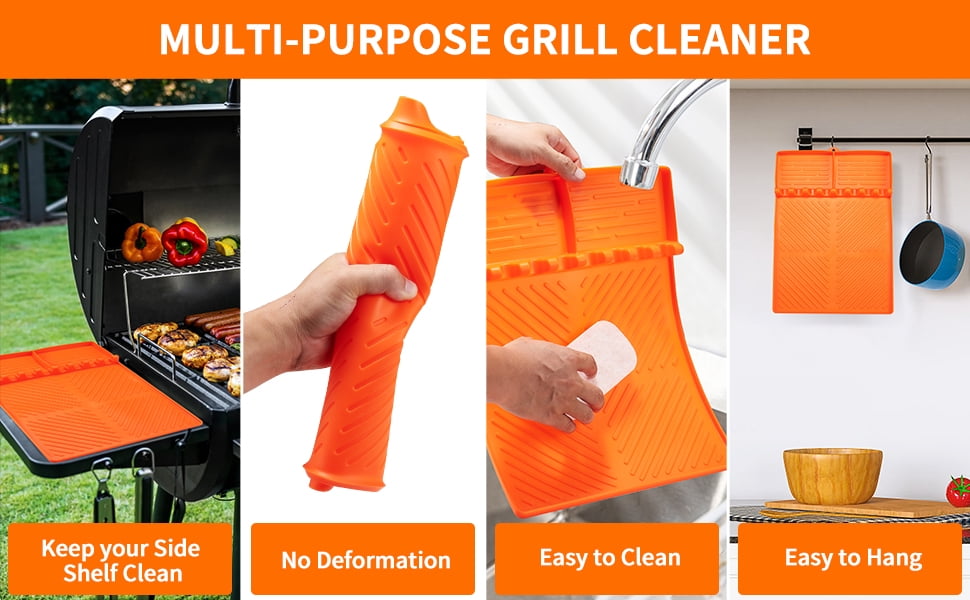 Griddle Cleaning Kit for Blackstone Accessories ,Heat-Resistant Silicone Spatula Mat with Hanger,Flat Top Grill Cleaning Kit Set with Grill Cleaner Stone Brick, Griddle Scraper&Scouring Pads(18 Pack)