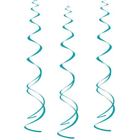 - (3 Pack) Swirl Hanging Decorations, 26 in, Teal, 8ct