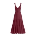 thumbnail image 6 of DYTTDG Women's Ruffle Trim Tiered Midi Dress | V-Neck Spaghetti Strap Flowy Dress with Decorative Button, Casual Summer Flutter Dress, 6 of 6
