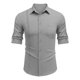 thumbnail image 2 of Camisas Para Hombre Camisa de manga larga de solapa con hebilla de bolsillo de temperamento adelgazante de algodón para hombre (Grey, L), 2 of 4