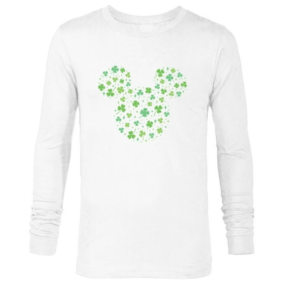 Disney Mickey Mouse Icon Shamrock Clovers St Patrick’s Day - Long Sleeve T-Shirt for Men - Customized-White
