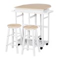 thumbnail image 1 of HOMCOM 3 Piece Kitchen Cart Set Drop Leaf Breakfast Table and 2 Stools, 1 of 10