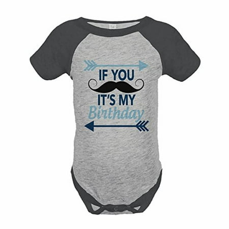 

7 ate 9 Apparel Kids Mustache Birthday Grey Raglan Onepiece