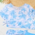 thumbnail image 5 of YDFCWXW Girls Swimsuit 4 Piece Bathing Suits Cute Bow Tropical Floral Bikini Tankini Sets with Cover Ups Beach Skirt for 8-12 Years (Sky Blue, 8-9 Years), 5 of 6