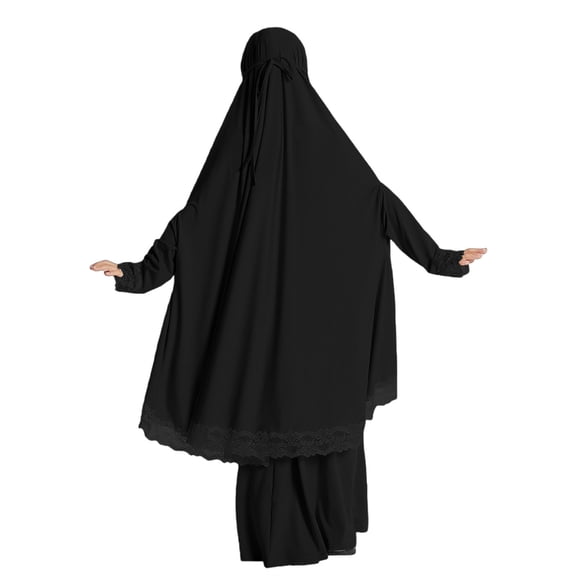 XXWXYD Girls Musli𝗆 Abaya Prayer Dress Long Sleeve Solid Chiffon Hijab Included Eid Ramadan Kaftan Robe Islami𝖼 Clothing Modest Wear Traditional Gown