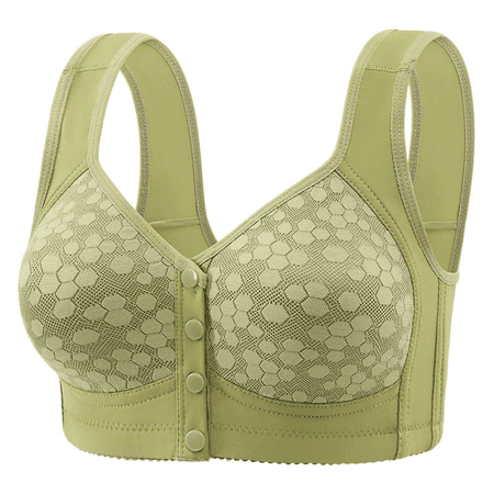 Fulorrnie Bras for Women Plus Size Wirefree Comfort Supportive Front Closure Bralette Soft Cup Lift Bra  Green  36