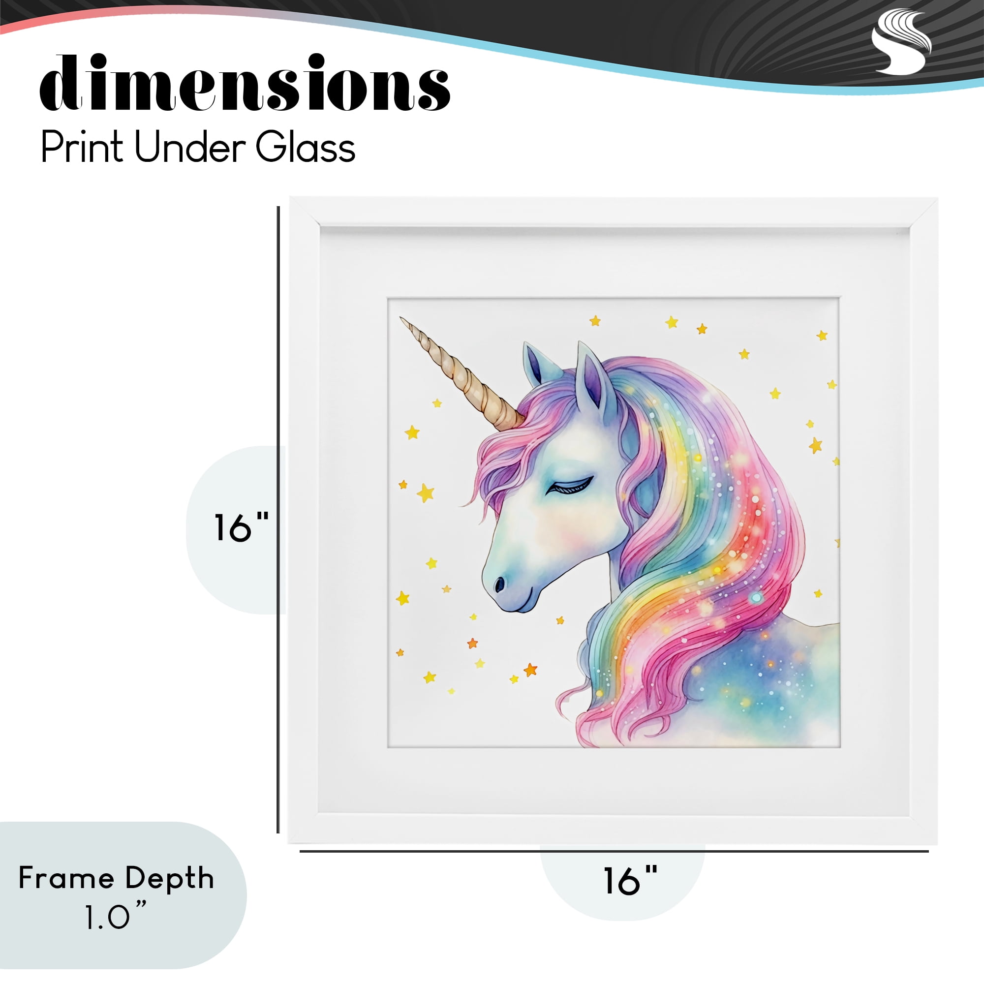 Stupell Industries Enchanted Rainbow Mane Unicorn White Framed Print Under Glass, design by Creative Studio