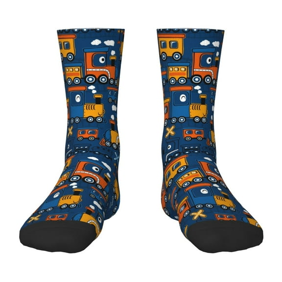 Honeii Funny Steam Train Print Children's Colorful Socks,Unisex Kids and Toddlers' Cushioned Sock,Kids Athletic Crew Socks,for Everyday Wear and Sports