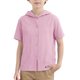 thumbnail image 1 of Camiseta de manga corta con capucha informal de color liso para niños de 3 a 13 años, 1 of 8