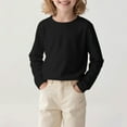 thumbnail image 2 of Taqqpue Boys Girls Long Sleeve Shirts Fall Loose Fit Plus Size Pullover Tops Casual Solid Color Crewneck T Shirts Soft Cotton Basic Sweatshirts for Kids 3-13Y, 2 of 7
