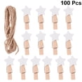 thumbnail image 3 of 100pcs 3.5cm Wood Clip Clamp Photo Mini Clip Star Shape Message Note Memo Clip (White), 3 of 8