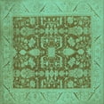 thumbnail image 1 of Ahgly Company Indoor Square Oriental Turquoise Blue Traditional Area Rugs, 3' Square, 1 of 4