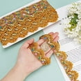 thumbnail image 6 of 9.3Yd 1.3 Inch Yellow Beaded Paillette Sewing Lace Trim Gold Fringe Tassel Trim Metallic Fabric Ribbon Wavy Glitter Mesh, 6 of 9