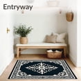 thumbnail image 3 of ODIKA 4'x6' Machine Washable Non-Slip Area Rug, Intricate Damask Motif with Raised Textural High Traffic Rug, Black, 476595, 3 of 7